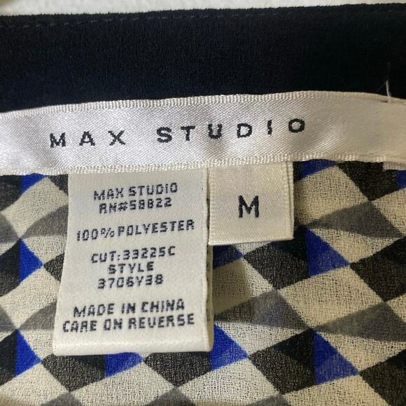 Max Studio Cream Black Button Up Sheer Blouse Sz M - Picture 3 of 3